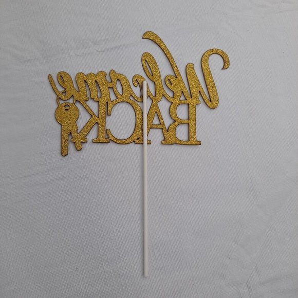 Welcome Back Cake Topper Gold Sparkle Keys - Picture 5 of 6